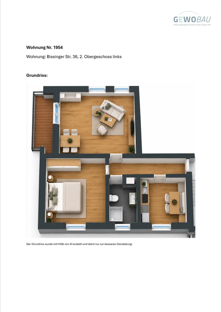 2 Zimmer Wohnung mit 54 m² in Erlangen – Bild 1
