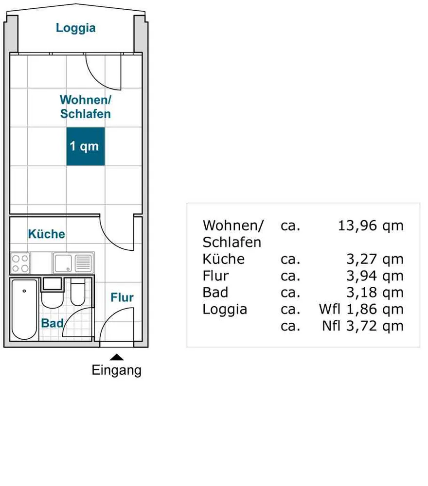 1 Zimmer Wohnung mit 26 m² in Dresden – Bild 2
