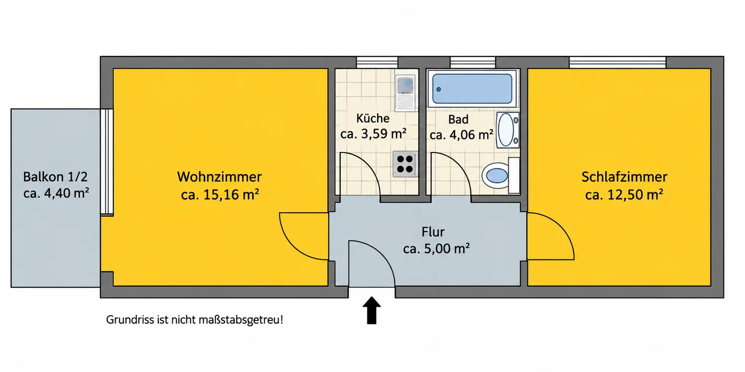 2 Zimmer Wohnung mit 44 m² in München – Bild 1