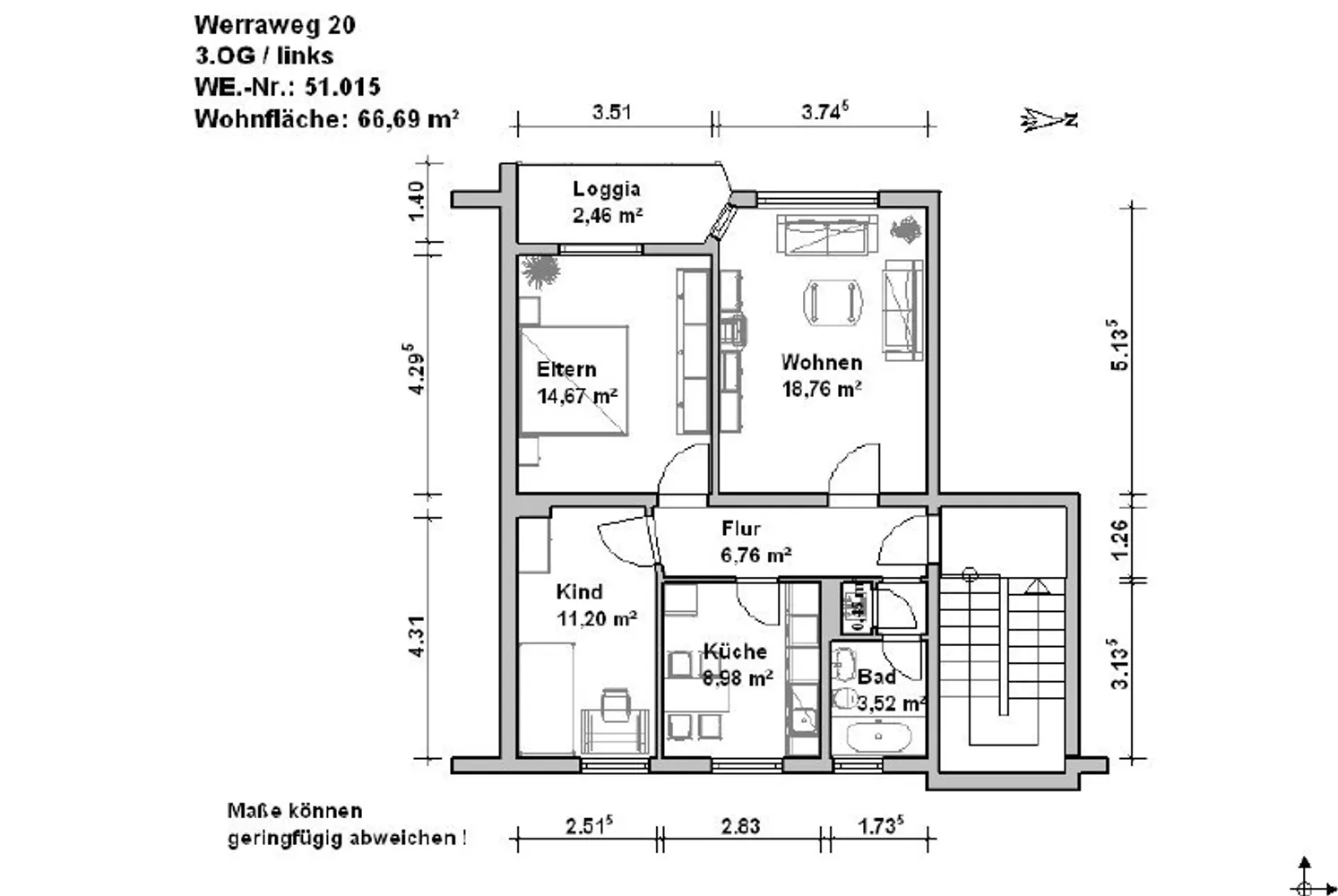 3 Zimmer Wohnung mit 67 m² in Minden – Bild 11