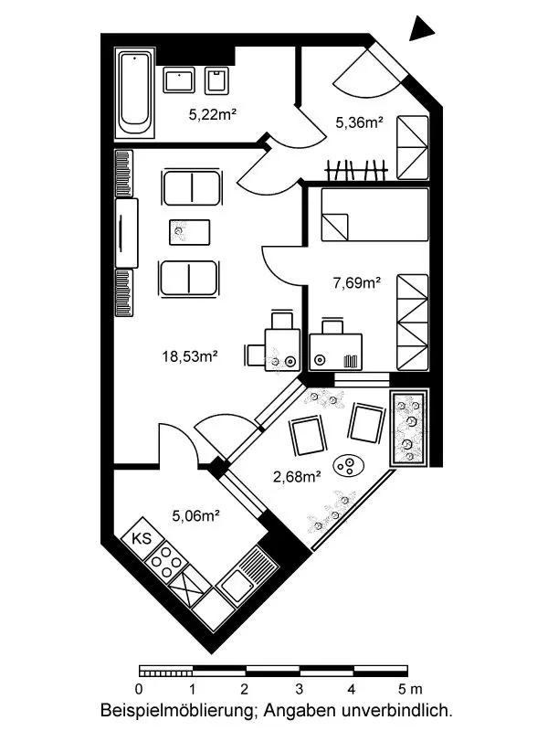 2 room apartment with 45 m² in Frankfurt am Main – Photo 5