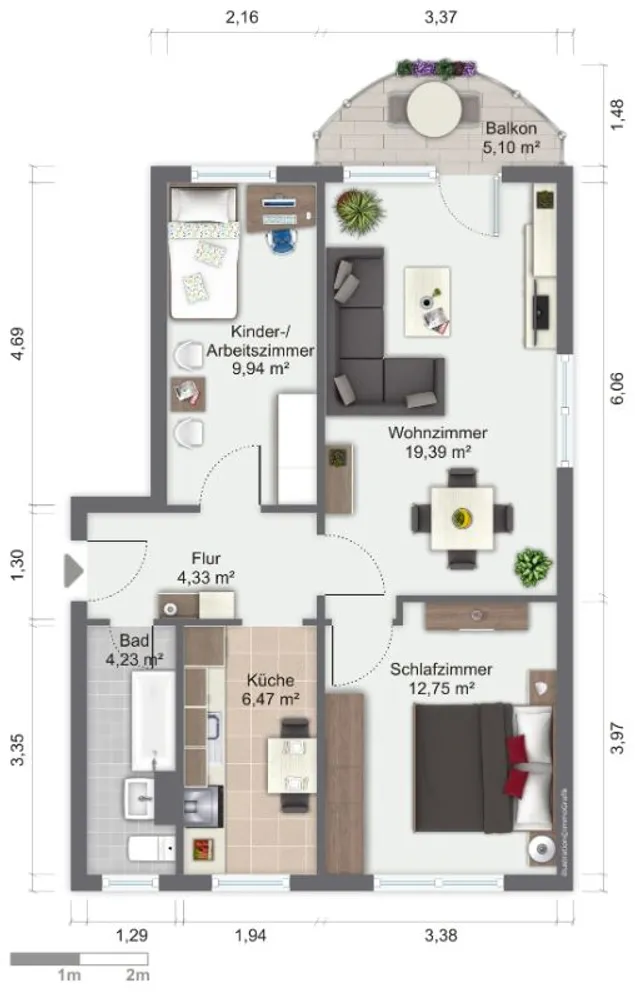 3 Zimmer Wohnung mit 59 m² in Görlitz – Bild 2