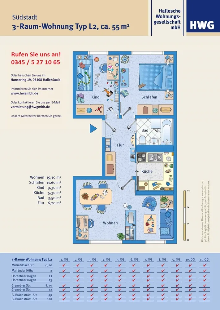 3 Zimmer Wohnung mit 55 m² in Halle (Saale) – Bild 2
