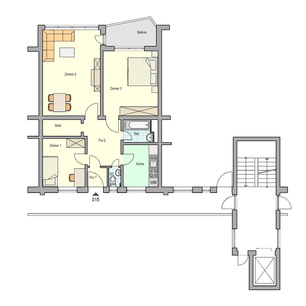 3 Zimmer Wohnung mit 67 m² in Stuttgart – Bild 2
