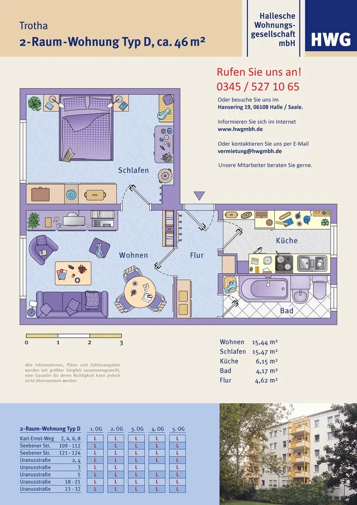 2 Zimmer Wohnung mit 46 m² in Halle (Saale) – Bild 2