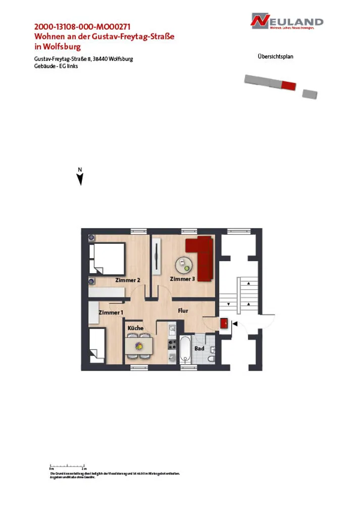 1 Zimmer Wohnung mit 20 m² in Wolfsburg – Bild 2