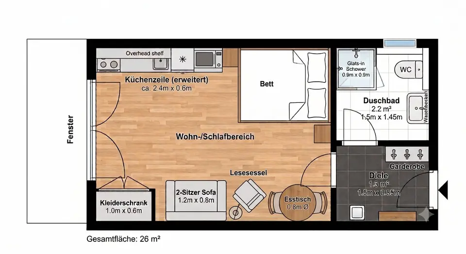 Studio mit 26 m² in Paderborn – Bild 3