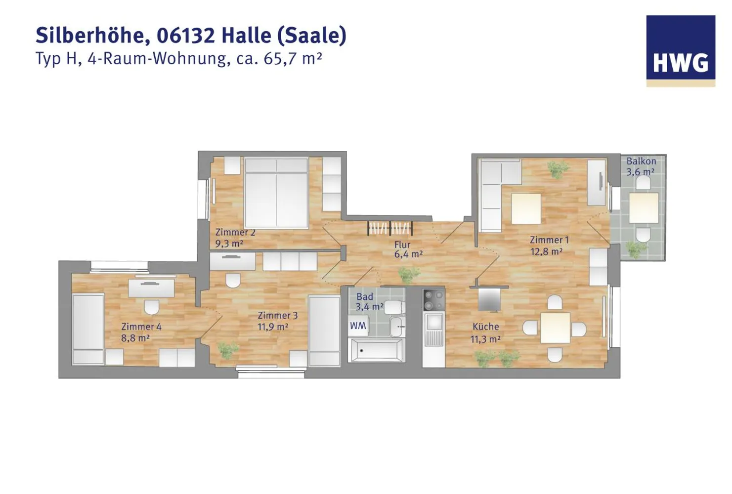 4 Zimmer Wohnung mit 66 m² in Halle (Saale) – Bild 3