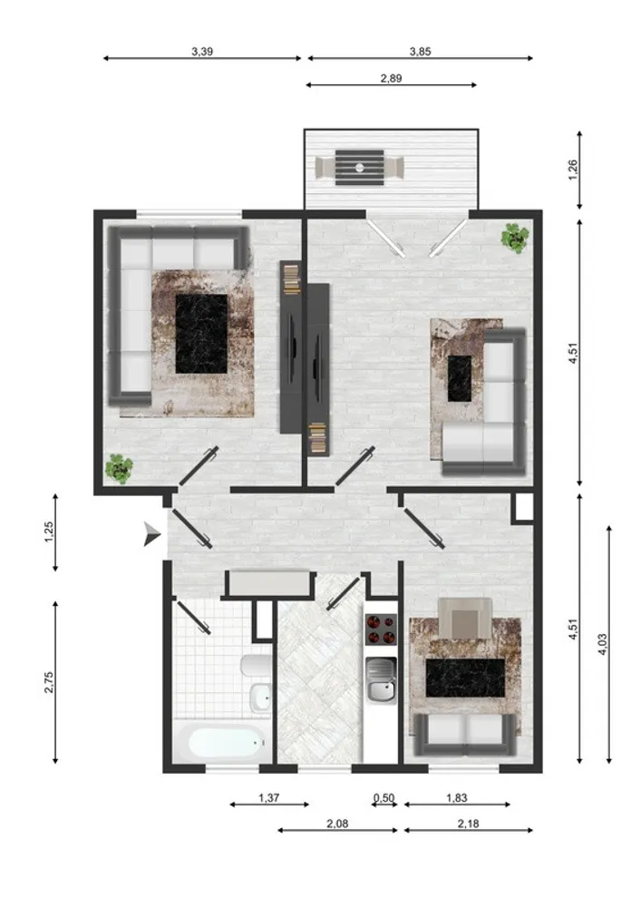 3 Zimmer Wohnung mit 59 m² in Magdeburg – Bild 2