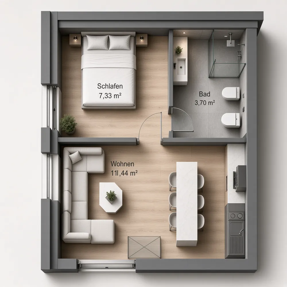 2 room apartment with 22 m² in Singen – Photo 2