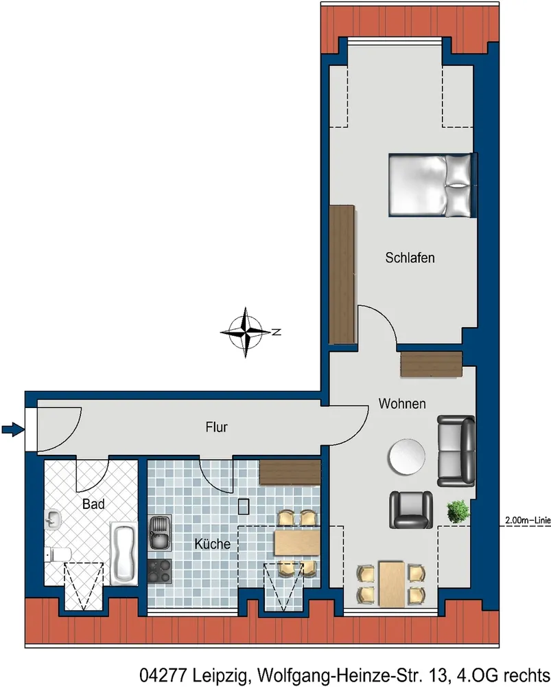2 Zimmer Wohnung mit 65 m² in Leipzig – Bild 2
