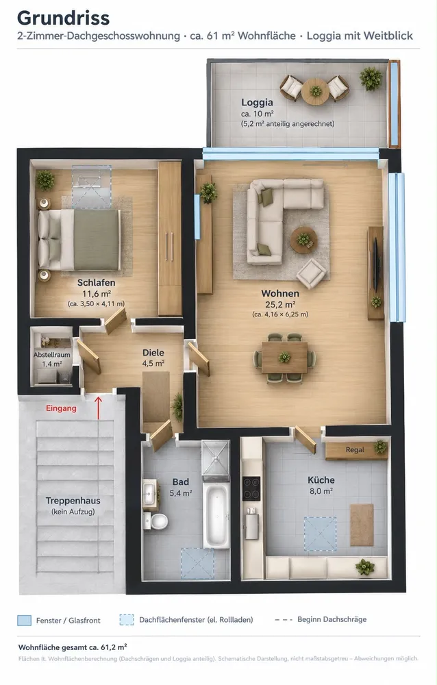 2 Zimmer Wohnung mit 61 m² in Mönchengladbach – Bild 2