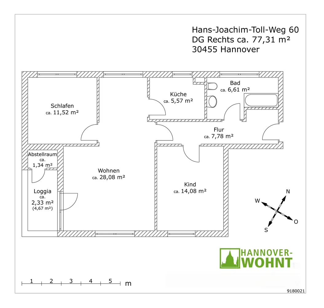 3 Zimmer Wohnung mit 77 m² in Hannover – Bild 3
