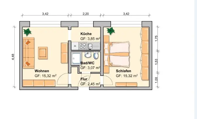 2 Zimmer Wohnung mit 38 m² in Werdau – Bild 5