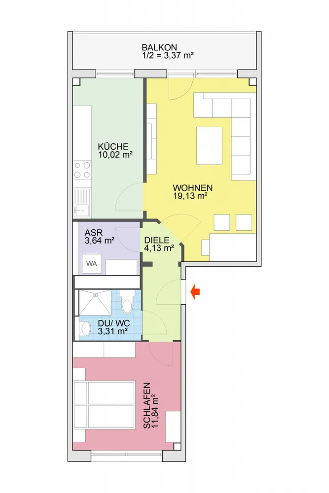 2 Zimmer Wohnung mit 56 m² in Chemnitz – Bild 2