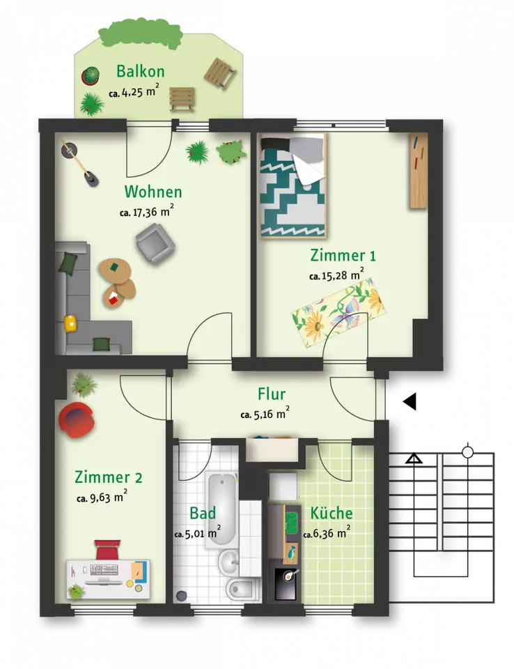 3 Zimmer Wohnung mit 59 m² in Merseburg – Bild 5