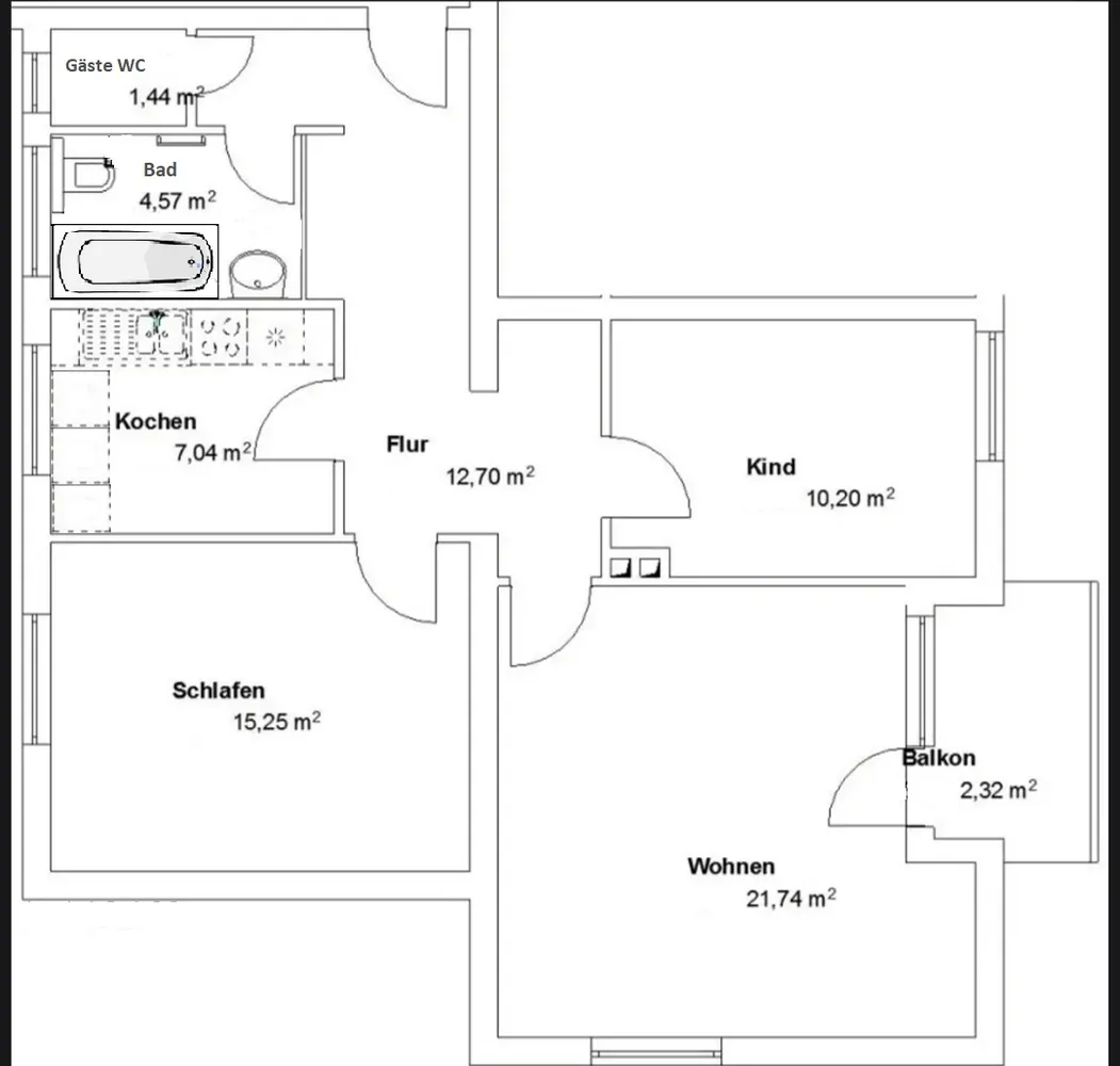 3 Zimmer Wohnung mit 75 m² in Kassel – Bild 2