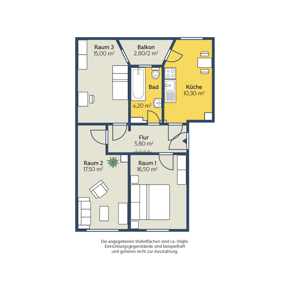 3 Zimmer Wohnung mit 70 m² in Leipzig – Bild 2