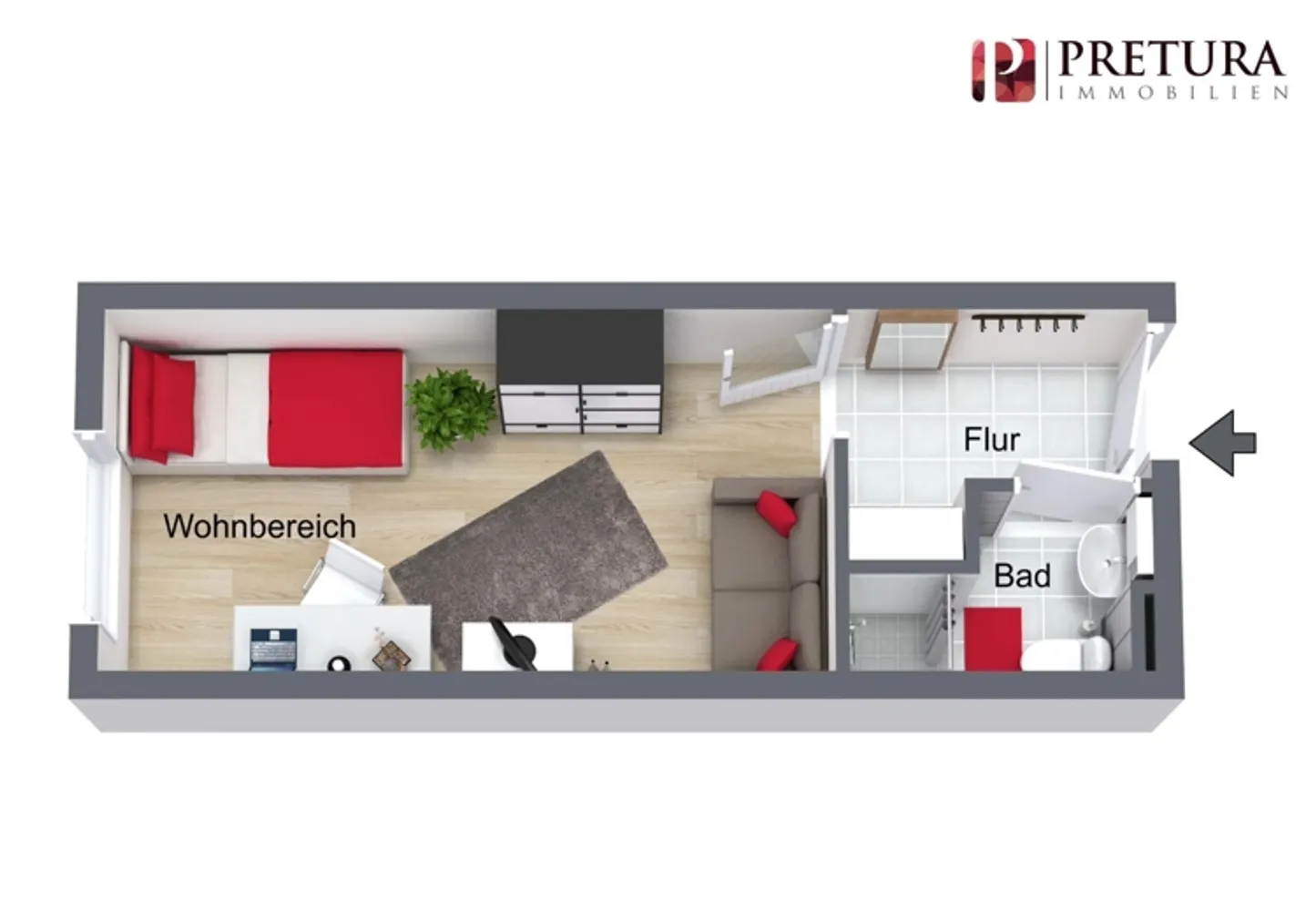 1 Zimmer Wohnung mit 21 m² in Mannheim – Bild 2