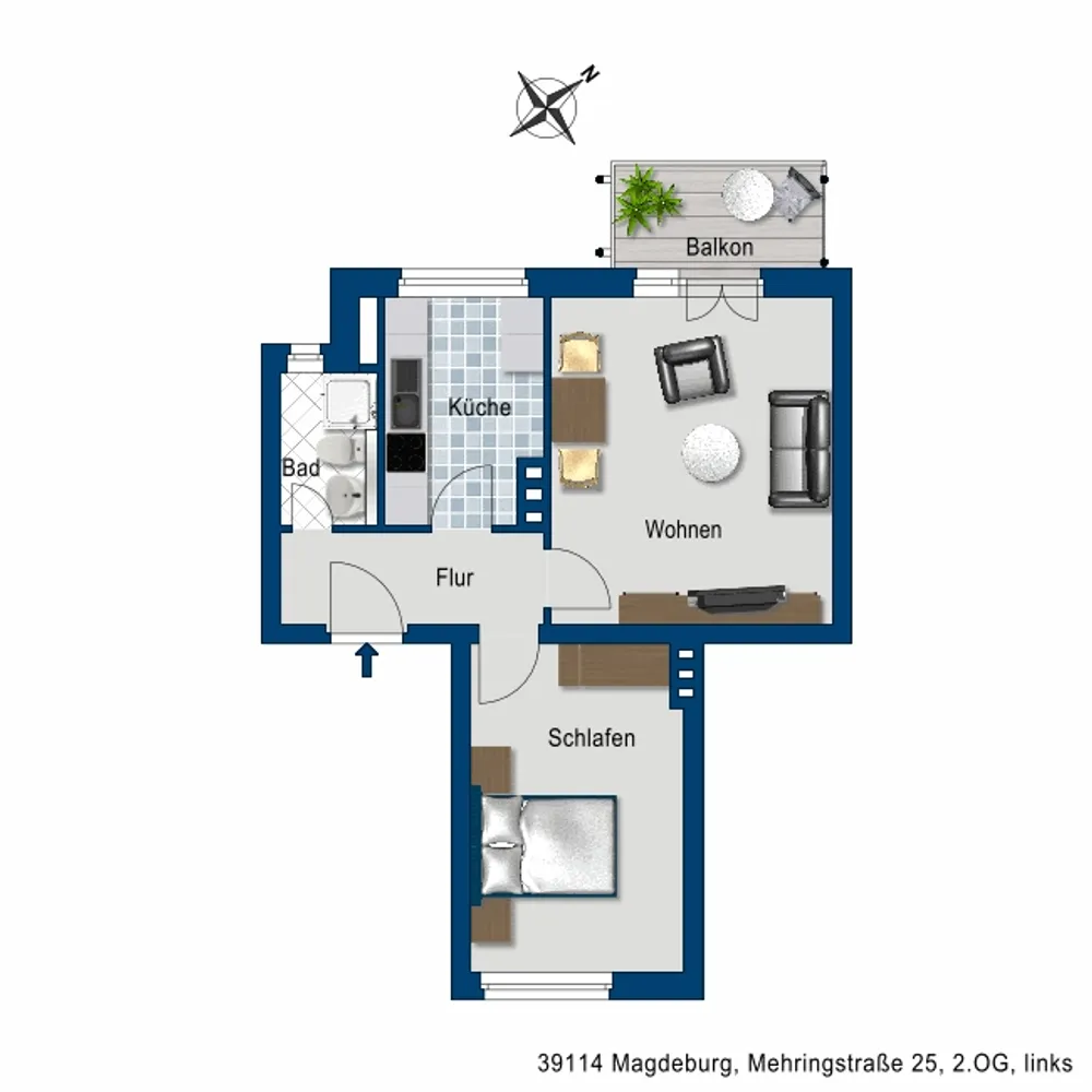 2 room apartment with 48 m² in Magdeburg – Photo 2