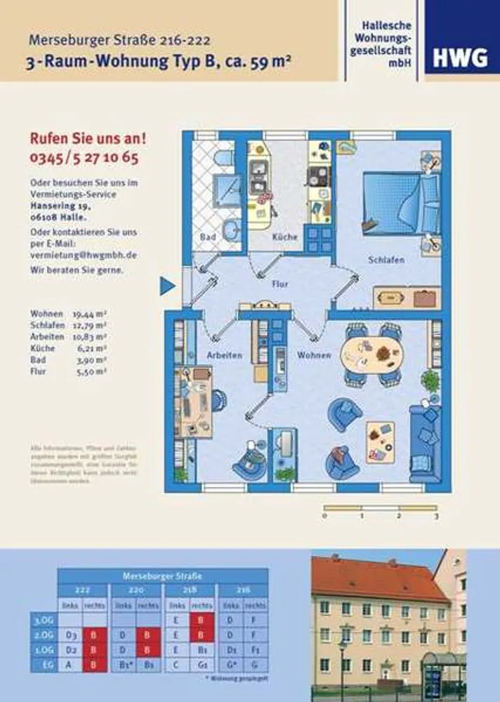 3 Zimmer Wohnung mit 59 m² in Halle (Saale) – Bild 4