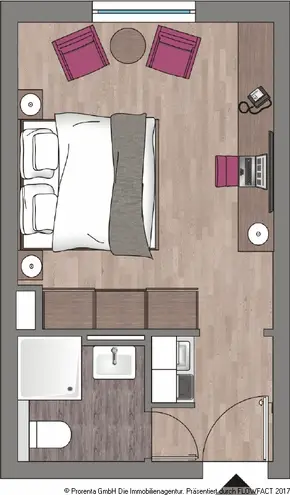 1 Zimmer Wohnung mit 26 m² in Düsseldorf – Bild 2