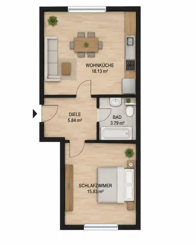2 Zimmer Wohnung mit 45 m² in Wuppertal – Bild 2