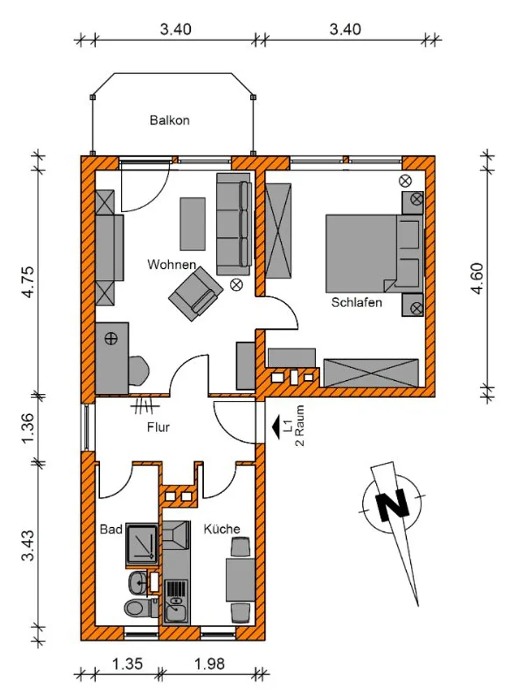 2 room apartment with 49 m² in Magdeburg – Photo 5