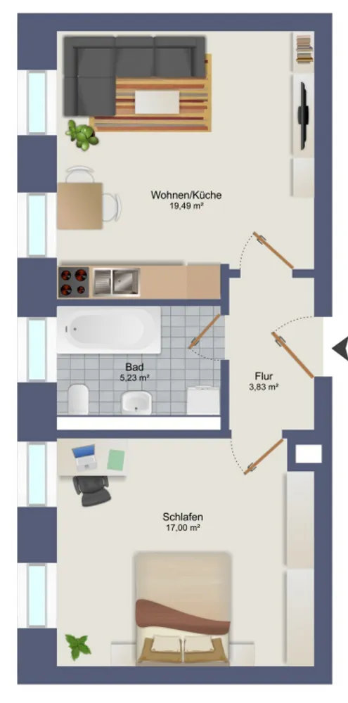 2 Zimmer Wohnung mit 46 m² in Dresden – Bild 2