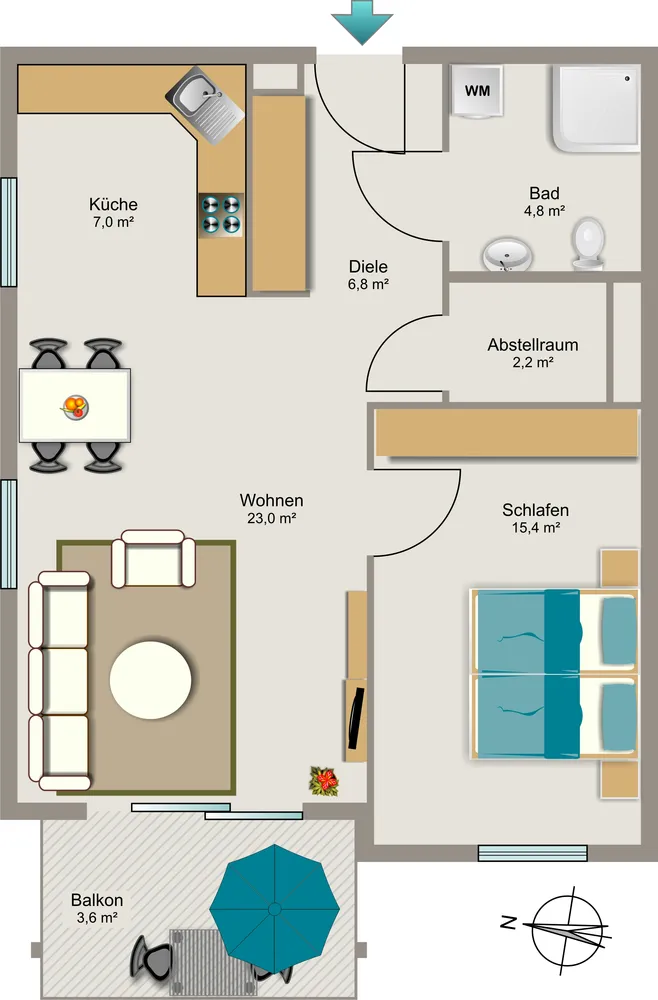 2 room apartment with 63 m² in Cologne – Photo 7