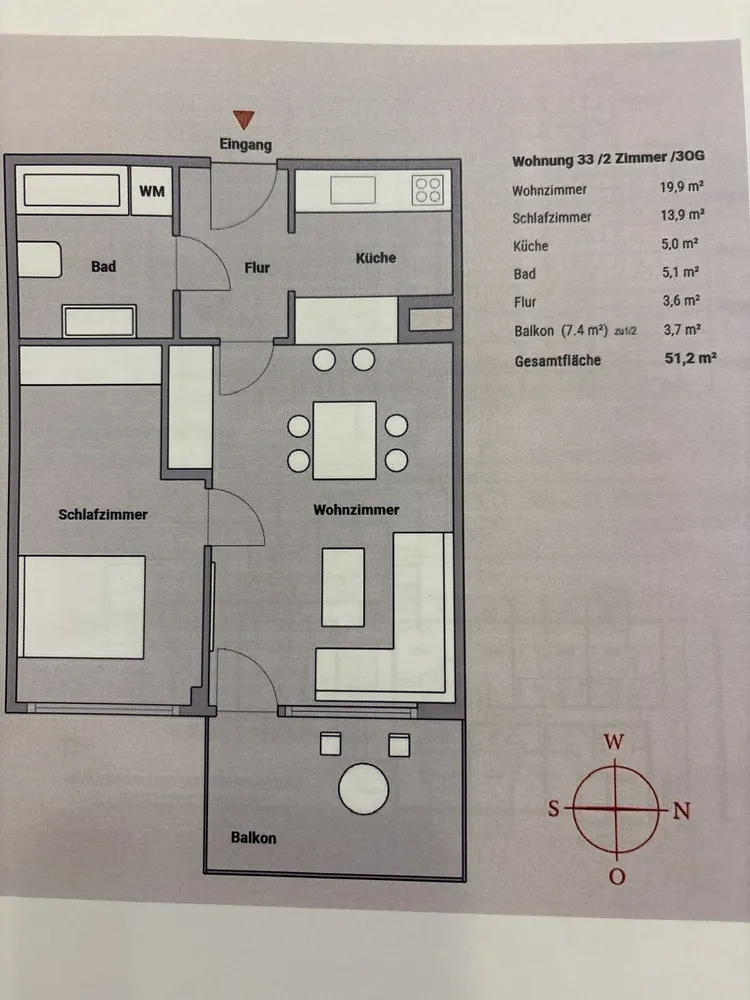 2 room apartment with 52 m² in Munich – Photo 2