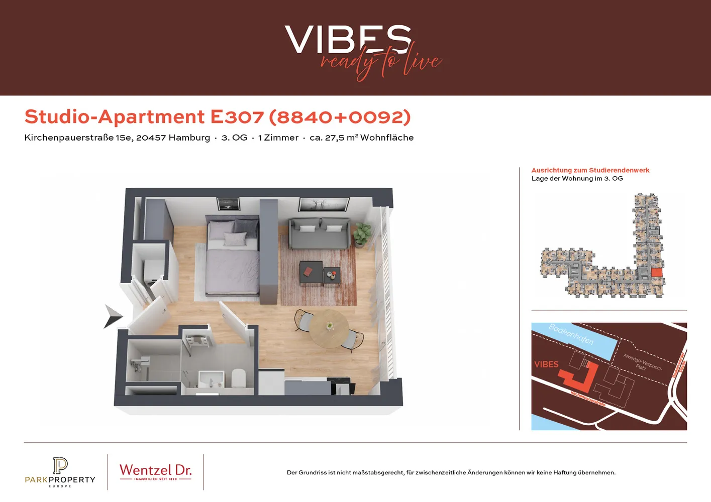 1 Zimmer Wohnung mit 27 m² in Hamburg – Bild 1