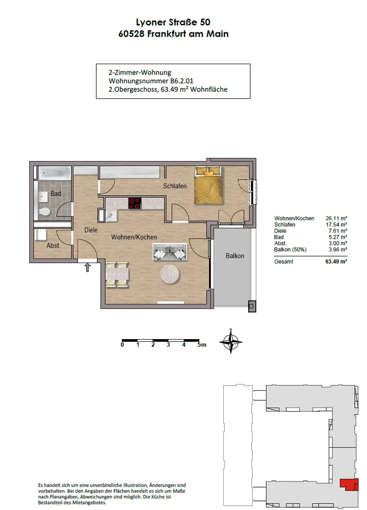 2 room apartment with 63 m² in Frankfurt am Main – Photo 9