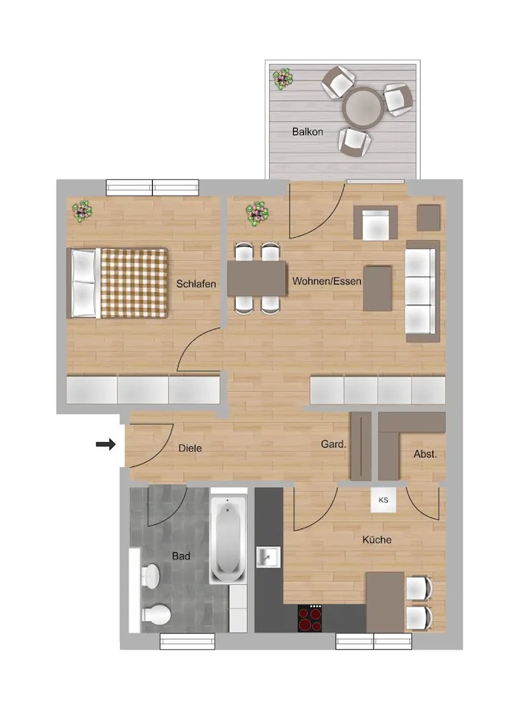 2 room apartment with 57 m² in Kassel – Photo 2