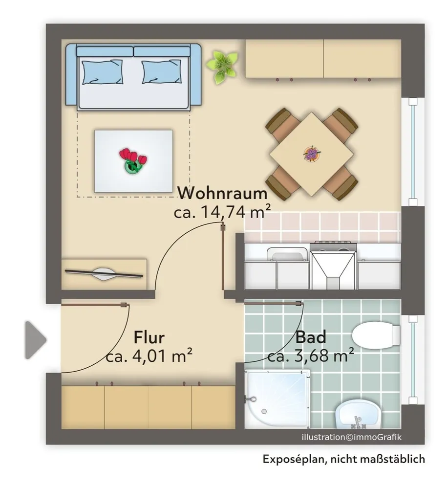 1 room apartment with 22 m² in Bielefeld – Photo 6