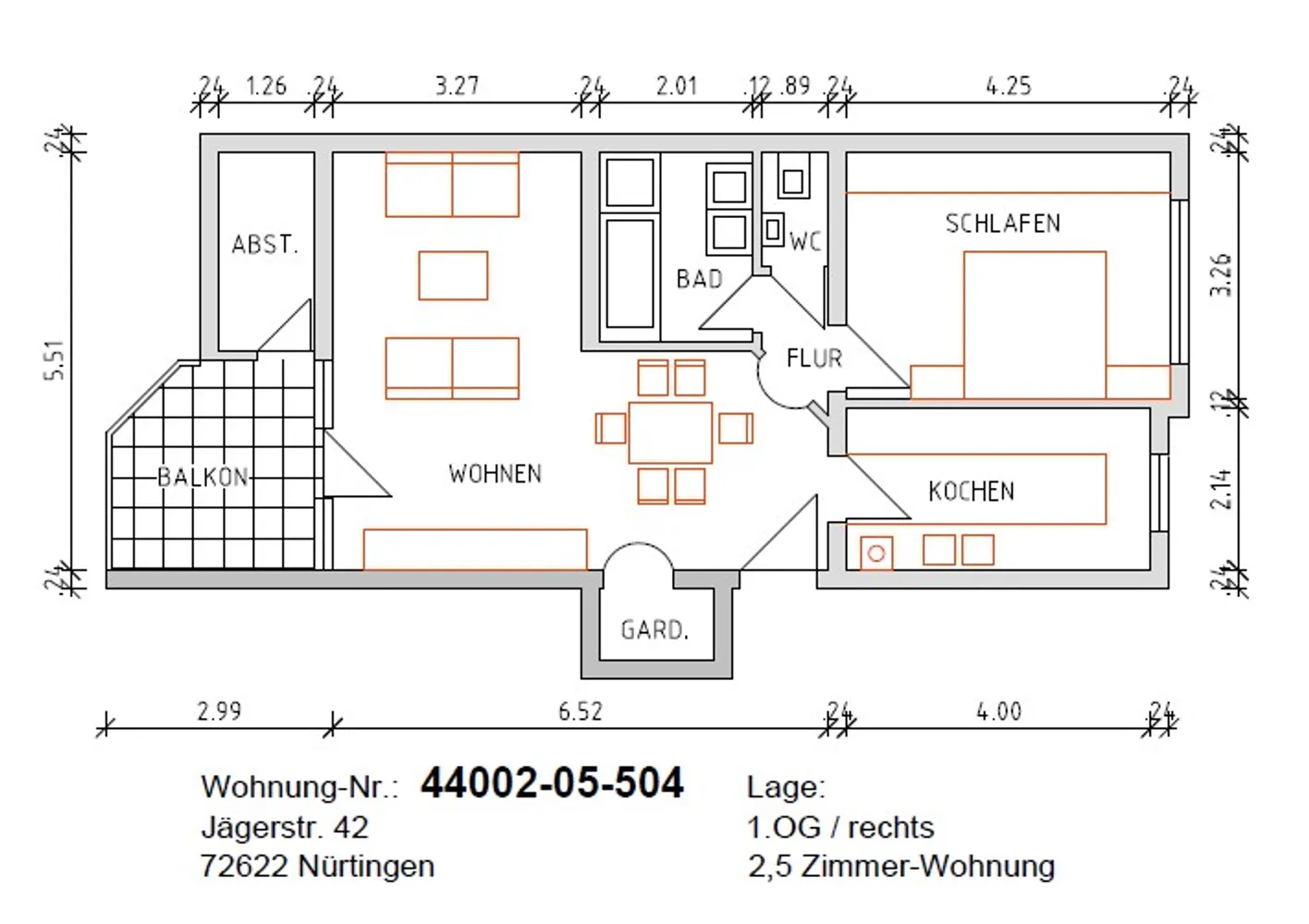 3 Zimmer Wohnung mit 63 m² in Nürtingen – Bild 2
