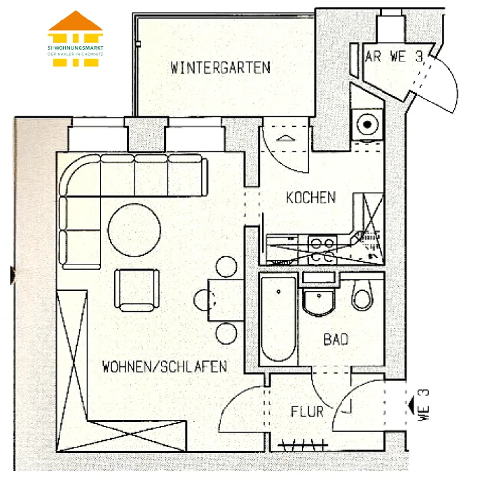 1 room apartment with 42 m² in Chemnitz – Photo 6