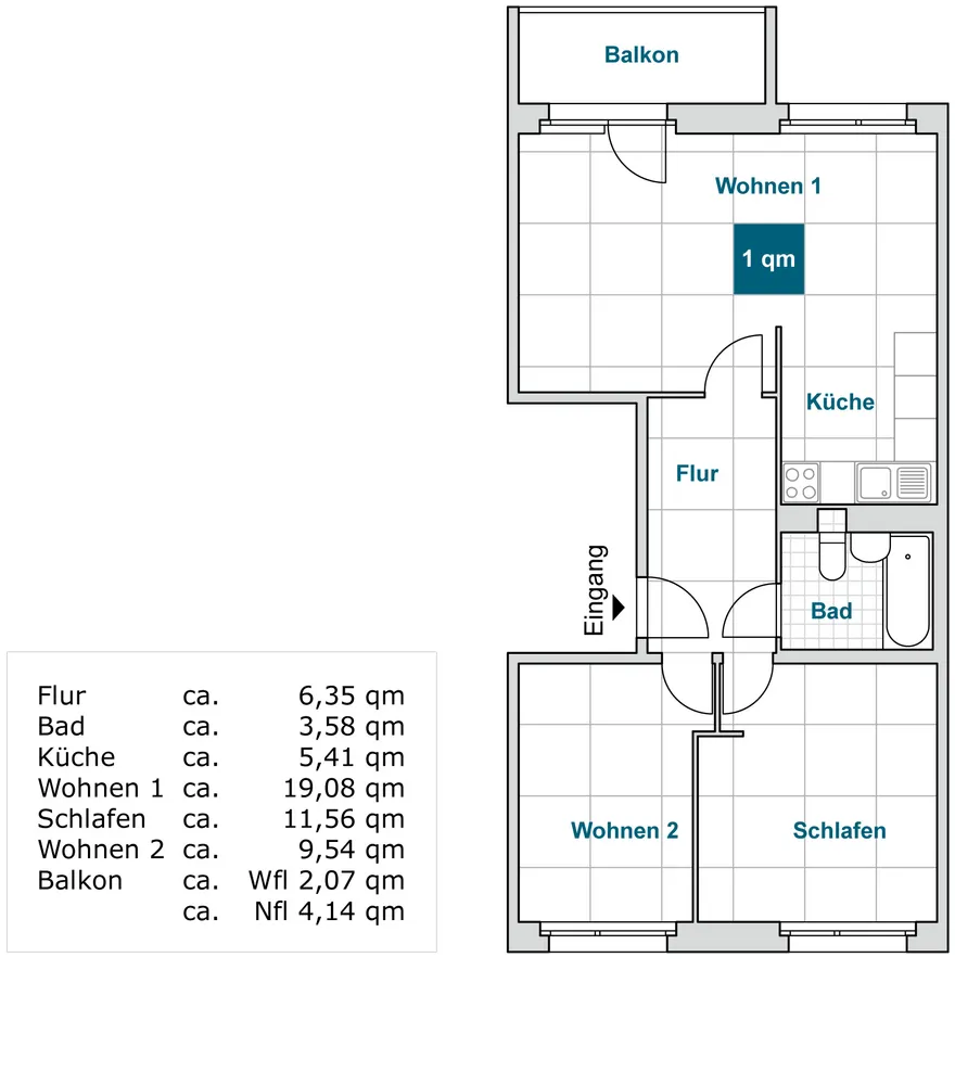 3 Zimmer Wohnung mit 57 m² in Dresden – Bild 3