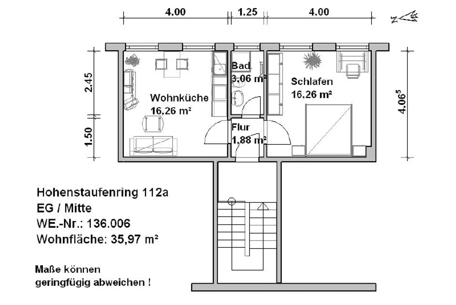 1 Zimmer Wohnung mit 36 m² in Minden – Bild 4