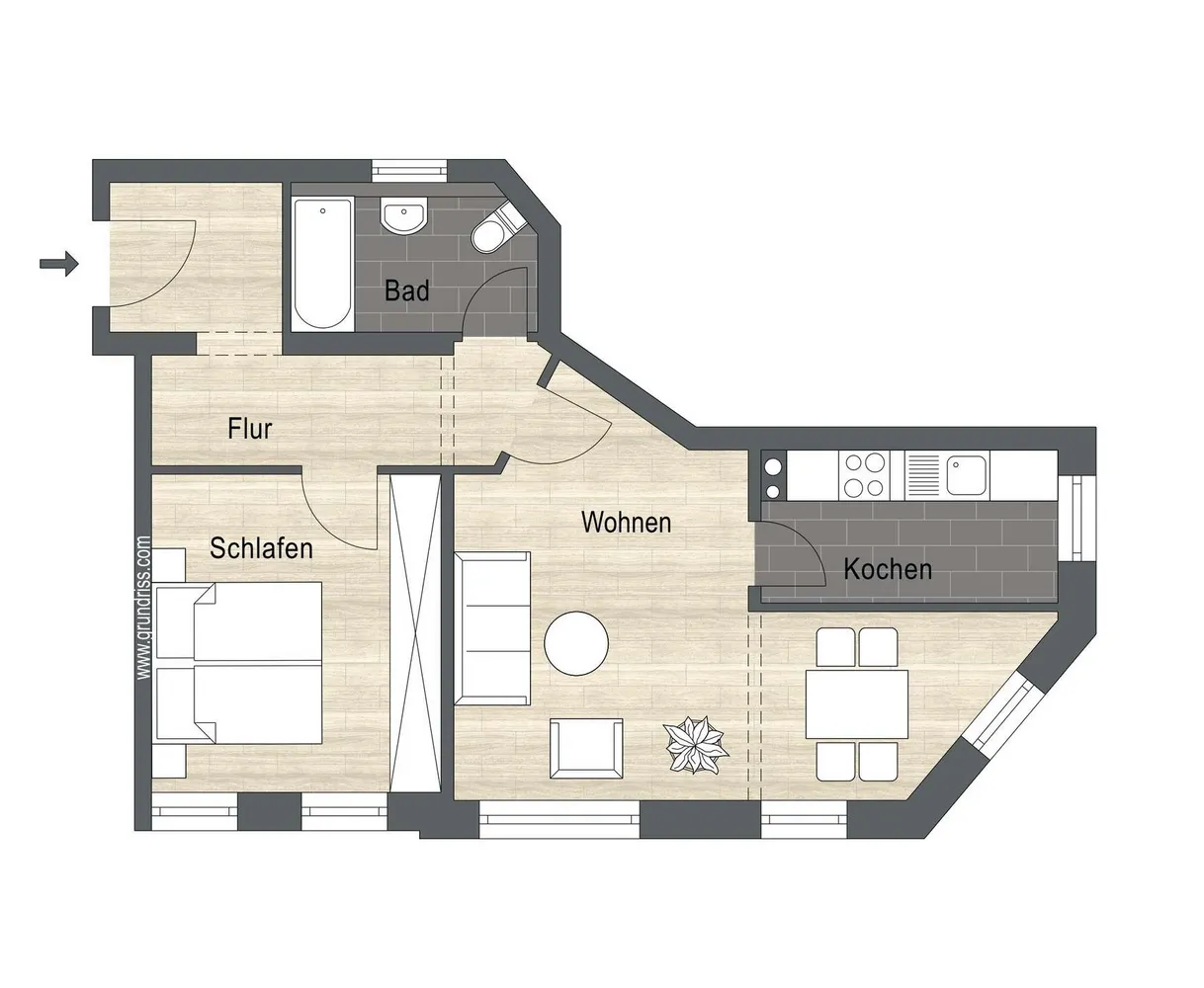 2 room apartment with 55 m² in Leipzig – Photo 2