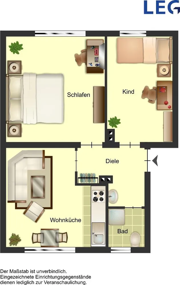 2 Zimmer Wohnung mit 51 m² in Duisburg – Bild 2
