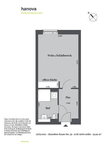 1 Zimmer Wohnung mit 33 m² in Hannover – Bild 1