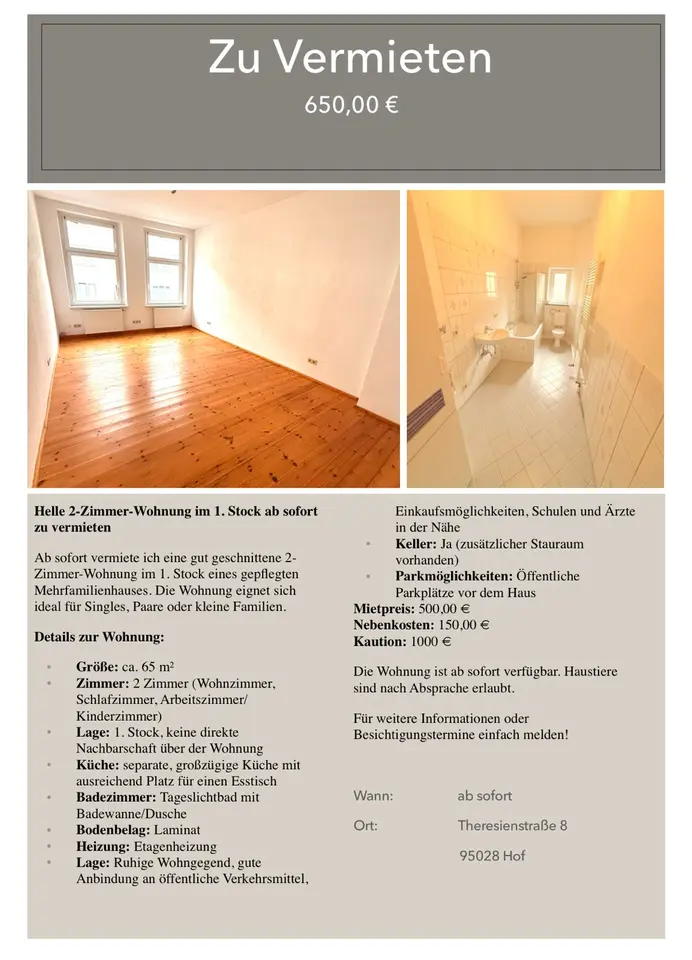 3 Zimmer Wohnung mit 60 m² in Hof – Bild 7