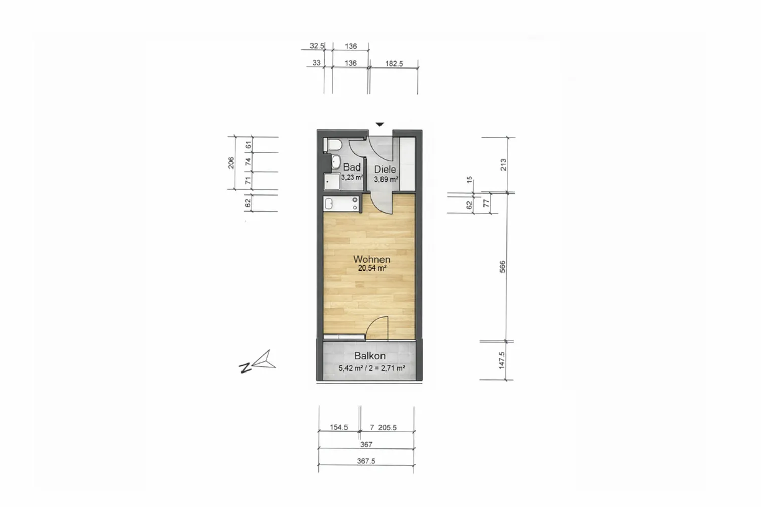 1 Zimmer Wohnung mit 30 m² in München – Bild 4
