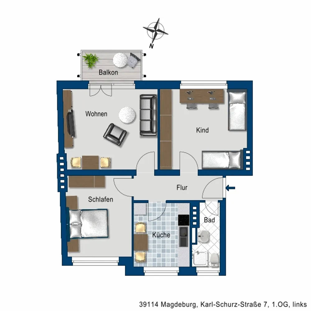 3 Zimmer Wohnung mit 67 m² in Magdeburg – Bild 2