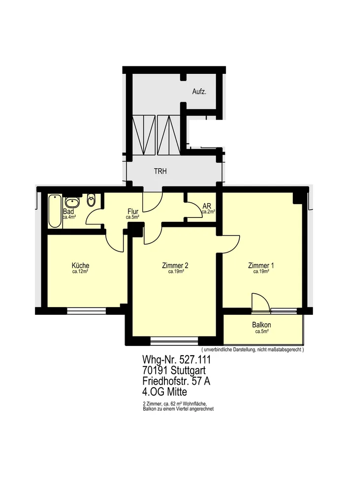 2 room apartment with 60 m² in Stuttgart – Photo 1