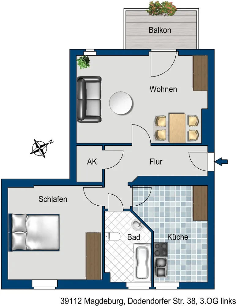 2 room apartment with 55 m² in Magdeburg – Photo 2
