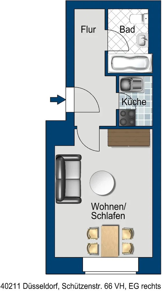 1 Zimmer Wohnung mit 27 m² in Düsseldorf – Bild 4