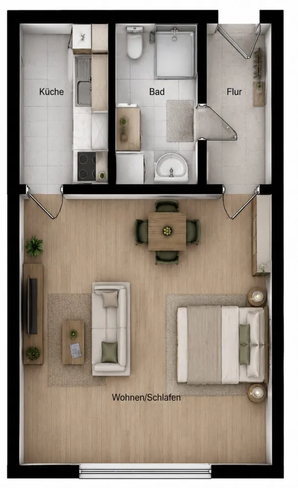 1 room apartment with 32 m² in Eilenburg – Photo 3