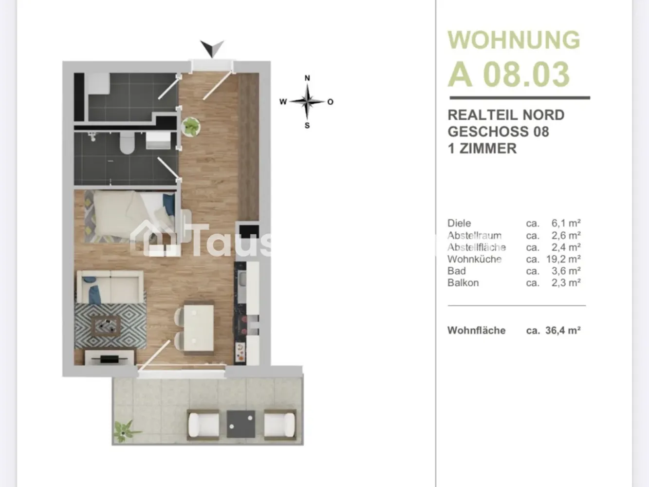 1 Zimmer Wohnung mit 36 m² in Hamburg – Bild 2